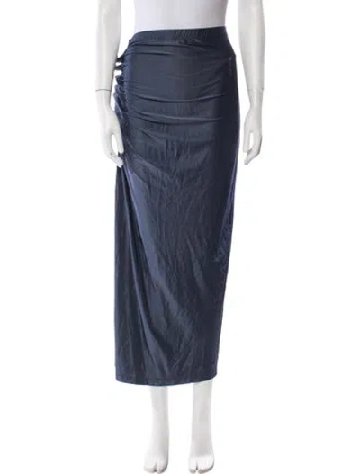 Pre-owned Rabanne Leather Midi Length Skirt W/ Tags In Blue