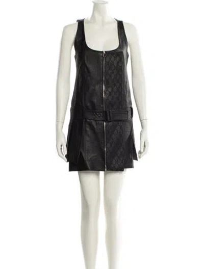 Pre-owned Rabanne Leather Mini Dress In Black