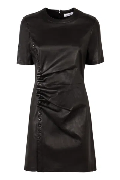 Rabanne Leather Mini Dress In Black