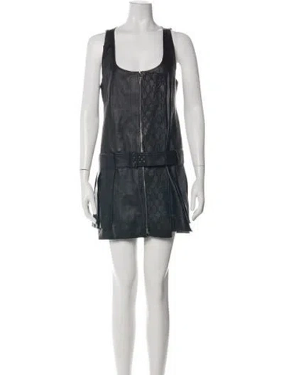 Pre-owned Rabanne Leather Mini Dress W/ Tags In Black