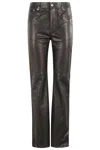 Rabanne Leather Pants With Central Button Closure In Black