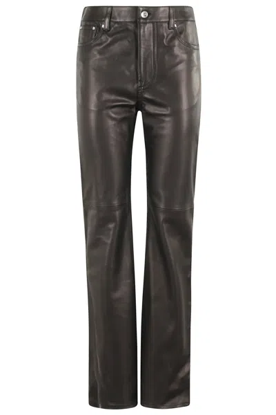 RABANNE RABANNE LEATHER PANTS WITH CENTRAL BUTTON CLOSURE