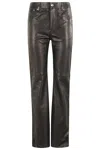 Rabanne Leather Pants With Central Button Closure In Black