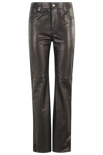 RABANNE LEATHER PANTS WITH CENTRAL BUTTON CLOSURE