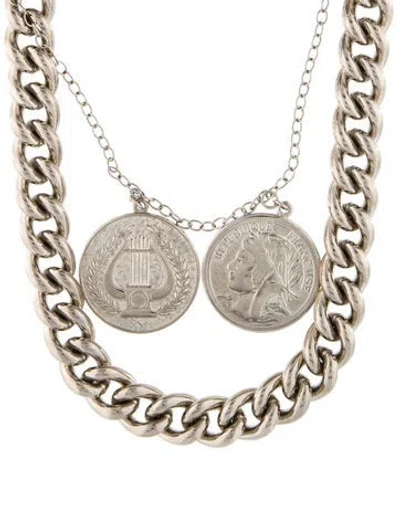 Pre-owned Rabanne Leather Punk Necklace, 14.5" In Black