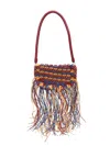 Rabanne Leather Fringe Shoulder Bag With Braided Handle In Multi