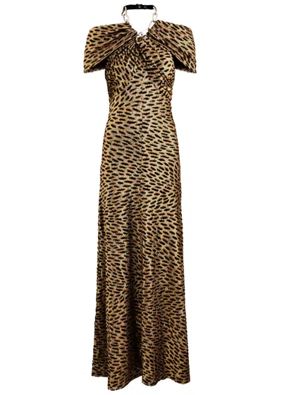 Rabanne Leopard-devoré Lamé Maxi Dress In Multi Animal