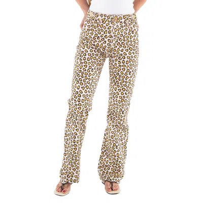 Rabanne Leopard Natural Movida Printed Flared Jeans, Brand Size 36 (us Size 4) In Multi