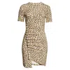 Rabanne Leopard Print Draped Short Dress