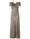Rabanne Animal Print Sleeveless Gown In 褐色