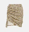 Rabanne Leopard-print Ruched Stretch-jersey Mini Skirt In Leopard Natural Movida