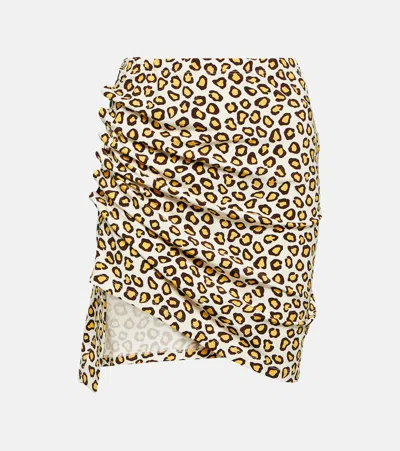 RABANNE LEOPARD-PRINT JERSEY MINISKIRT