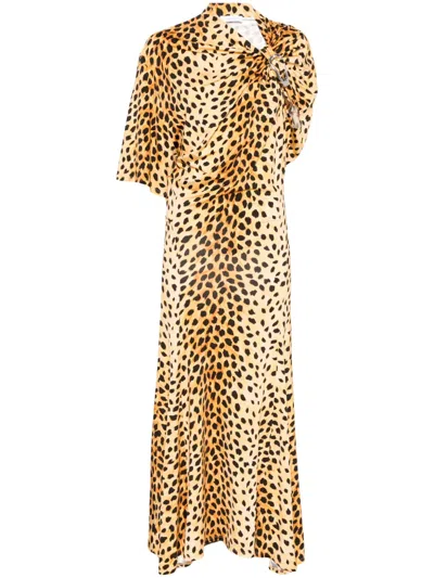 Rabanne Maxikleid Mit Leoparden-print In Schwarz