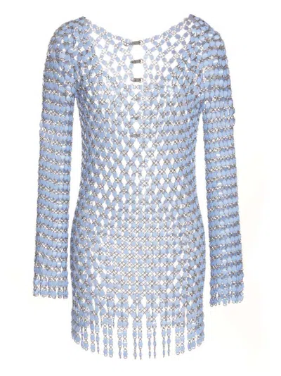 RABANNE LIGHT BLUE ACRYLIC KNIT DRESS