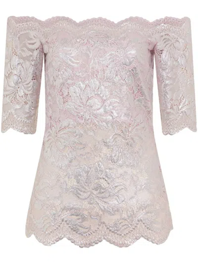 RABANNE LIGHT PINK FLORAL-LACE TOP