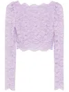 Rabanne Lavender Lace-effect Top With Boat Neckline