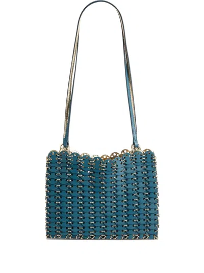 Rabanne Linked Leather Shoulder Bag In Blue