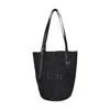 Rabanne Logo Black Natural Raffia Tote Bag