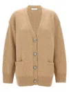 Rabanne Logo Button Cardigan In Brown