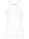Rabanne Logo Jacquard Cotton Racerback Tank In White