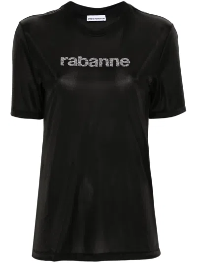 Rabanne Regular Fit T-shirt With Sparkling Logo Design In Black