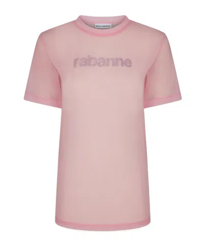 Rabanne Logo-embellished Round-neck T-shirt In Nude