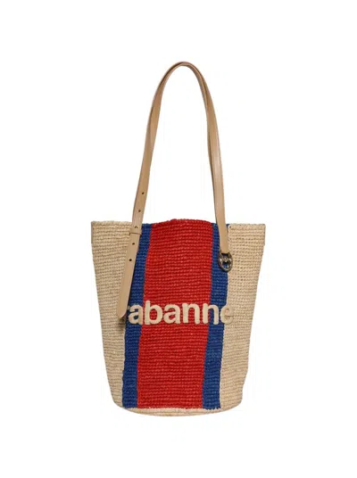 Rabanne Logo-embossed Raffia Basket Bag