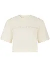 Rabanne Logo-embroidered Cropped T-shirt In Neutrals