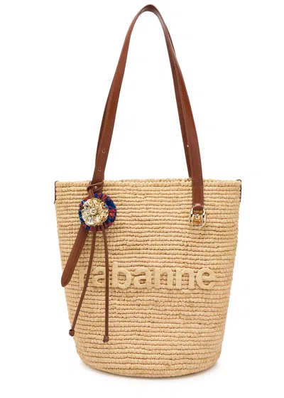 Rabanne Logo-embroidered Raffia Tote