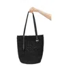 Rabanne Logo-embroidered Raffia Tote Bag In Black