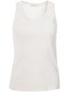 Rabanne White Tank Top With Monogram Detail In Neutrals