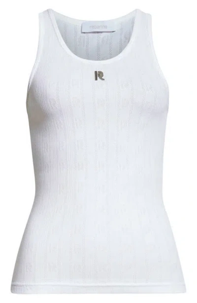Rabanne Logo Hardware Embellished Cotton Tank In White