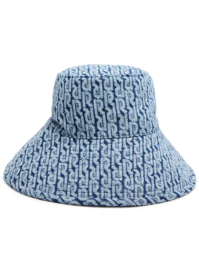 Rabanne Logo-jacquard Denim Bucket Hat In Blue