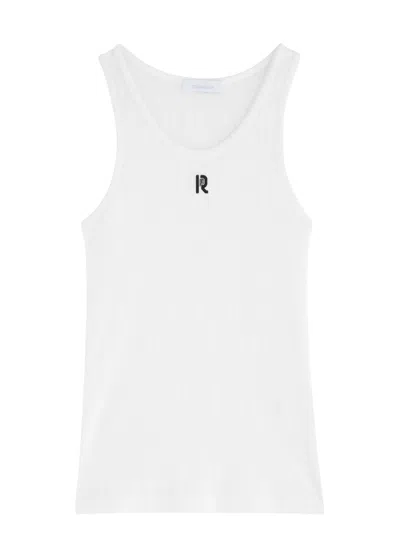 Rabanne Logo Monogram Pointelle Cotton Vest In White