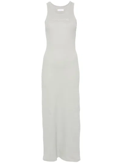 Rabanne Logo-patch Maxi Dress In Grey