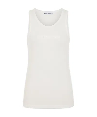 Rabanne Logo-patch Ribbed Tank Top In White