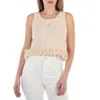 Rabanne Logo-plaque Fringed Knitted Top In Gray