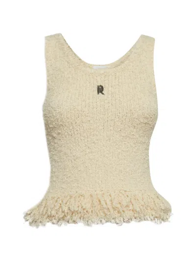 Pre-owned Rabanne Logo Plaque Fringed Top In Neutral