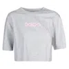 Rabanne Logo Print Cropped Cotton T-shirt In Grey
