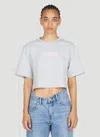Rabanne Logo Print Cropped Cotton T-shirt In Grey