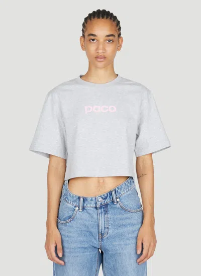 Rabanne Logo-print Cropped T-shirt In White