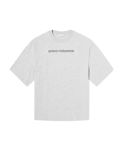 Rabanne Logo-print Rhinestone T-shirt In White