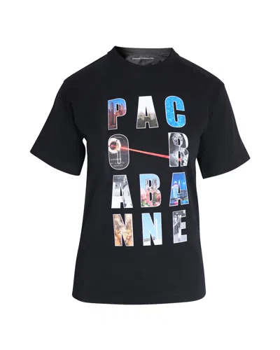 Rabanne Logo Print T-shirt In Black Organic Cotton
