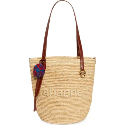 Rabanne Logo Raffia Tote