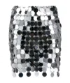 Rabanne Round Sequin Silver Polyester Mini Skirt In Black