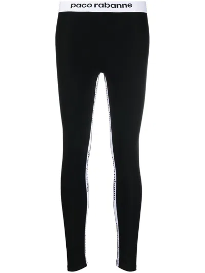 Rabanne Logo Tape Leggings In 黑色