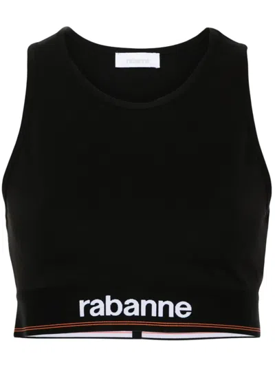 Rabanne Jersey Bodyline Streamlined Racerback Sleeveless Top In Black