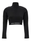 Rabanne Logo-underband Half-zip Crop Top In Black
