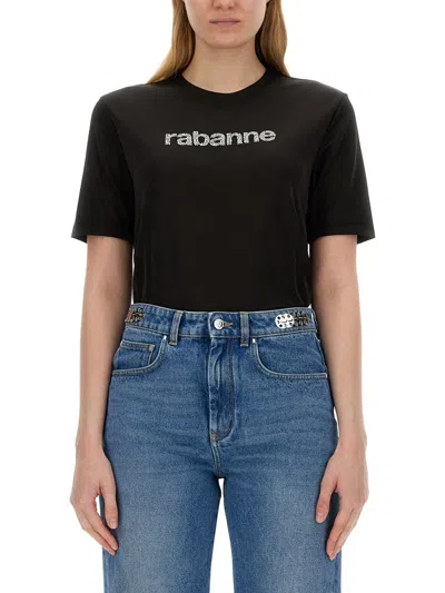 Rabanne Black Logo Crew Neck T-shirt