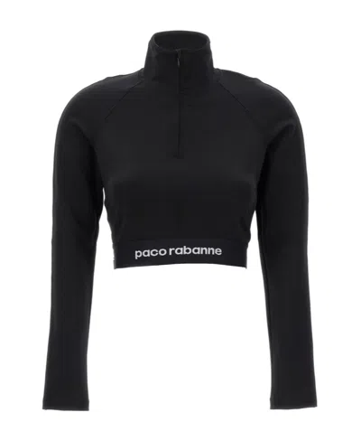 Rabanne Logo-underband Cropped Sweatshirt In Black